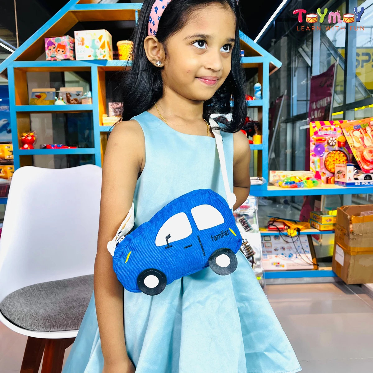 Blue Car Kid's Crossbody Bag